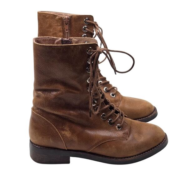 Jeffrey Campbell Ibiza Distressed Brown Leather Ankle Boots Side Zip Size 6.5 - Picture 4 of 14